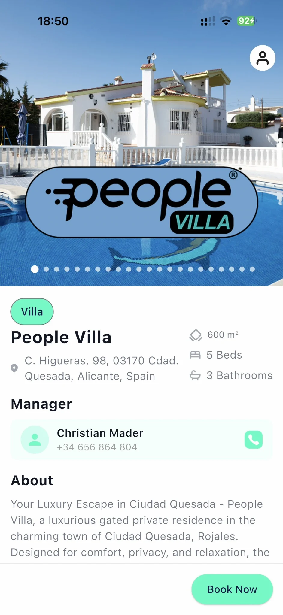 People Villa app home screen